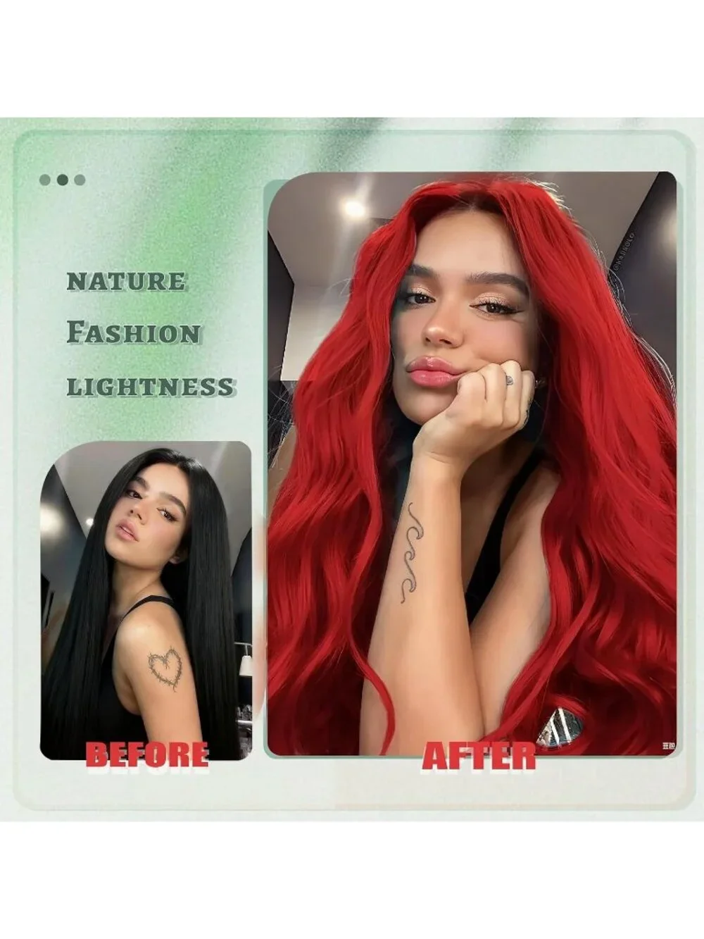 Women's Red 26 Inch Natural Synthetic Modern Long Curly Wavy Fiber Wigs